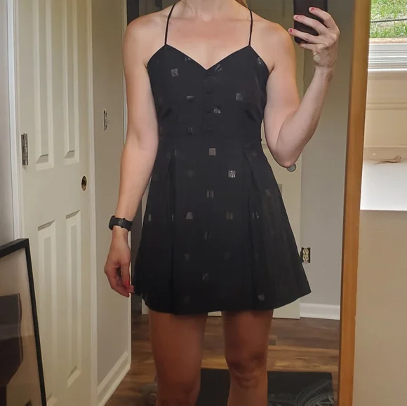 Insight Dresses | Insight Black Spaghetti Strap Mini Fit And Flare Dress With Pockets | Color: Black/Silver | Size: 6 | Tinawatts909's Closet